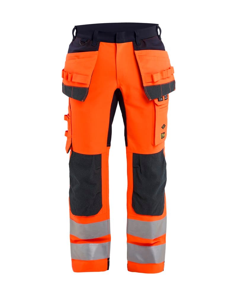 Blåkläder Multinorm werkbroek met stretch en gereedschapszakken inherent - High Vis Geel/Marineblauw (3389)
