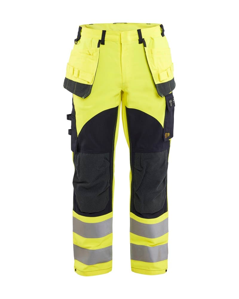Blåkläder Multinorm werkbroek inherent met gereedschapszakken - High Vis Geel/Marineblauw (3389)
