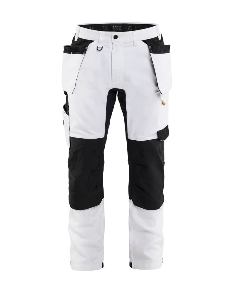 Blåkläder Schildersbroek met stretch en gereedschapszakken - Wit/zwart (1099)