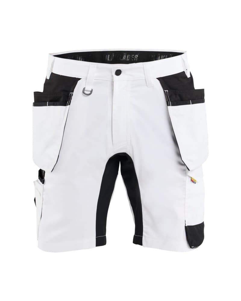 Blåkläder Schildersshort met stretch en gereedschapszakken - Wit/zwart (1099)