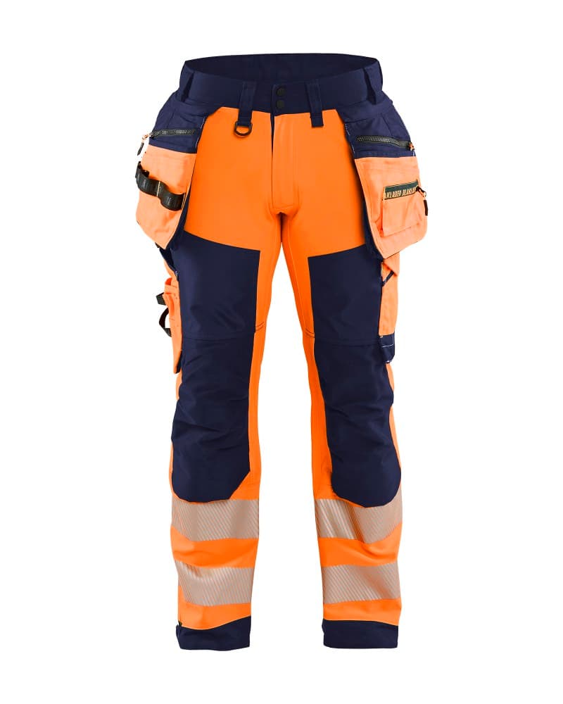 Blåkläder High Vis werkbroek softshell met afneembare gereedschapszakken - High Vis Geel/Marineblauw (3389)