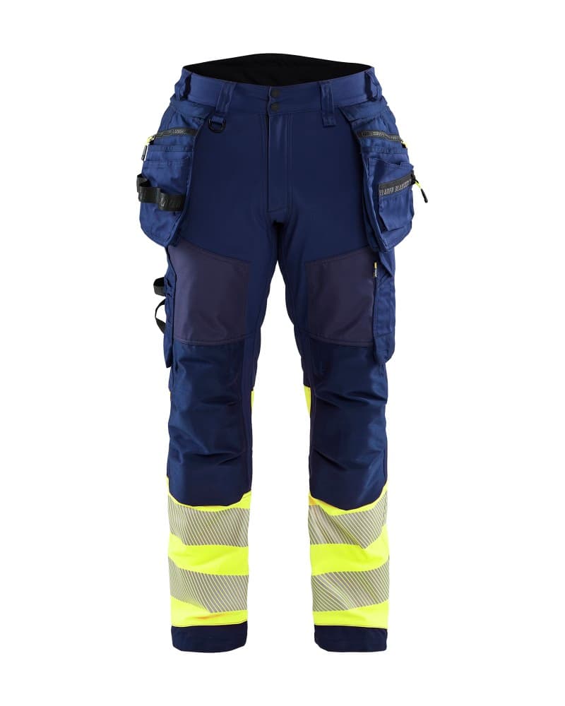 Blåkläder High Vis werkbroek softshell met afneembare gereedschapszakken - Marineblauw/Oranje (8953)