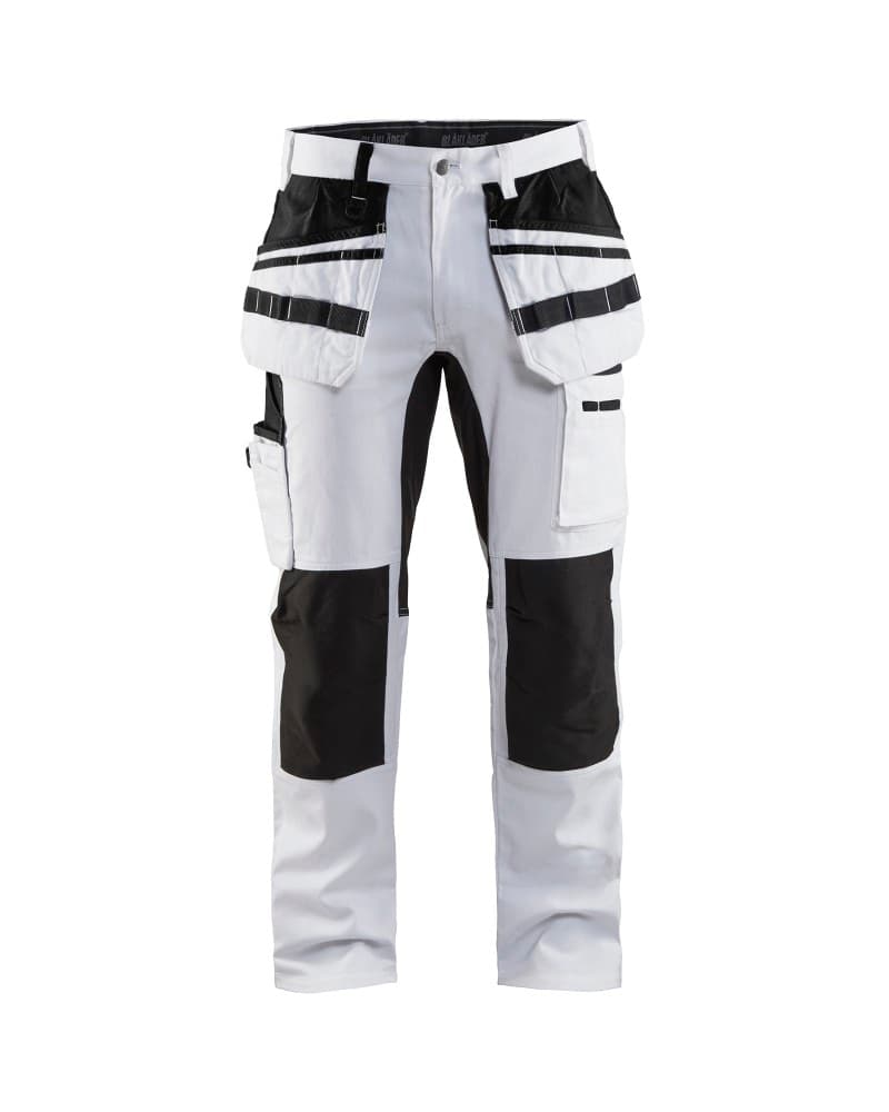 Blåkläder Schildersbroek met stretch en gereedschapszakken - Wit/zwart (1099)