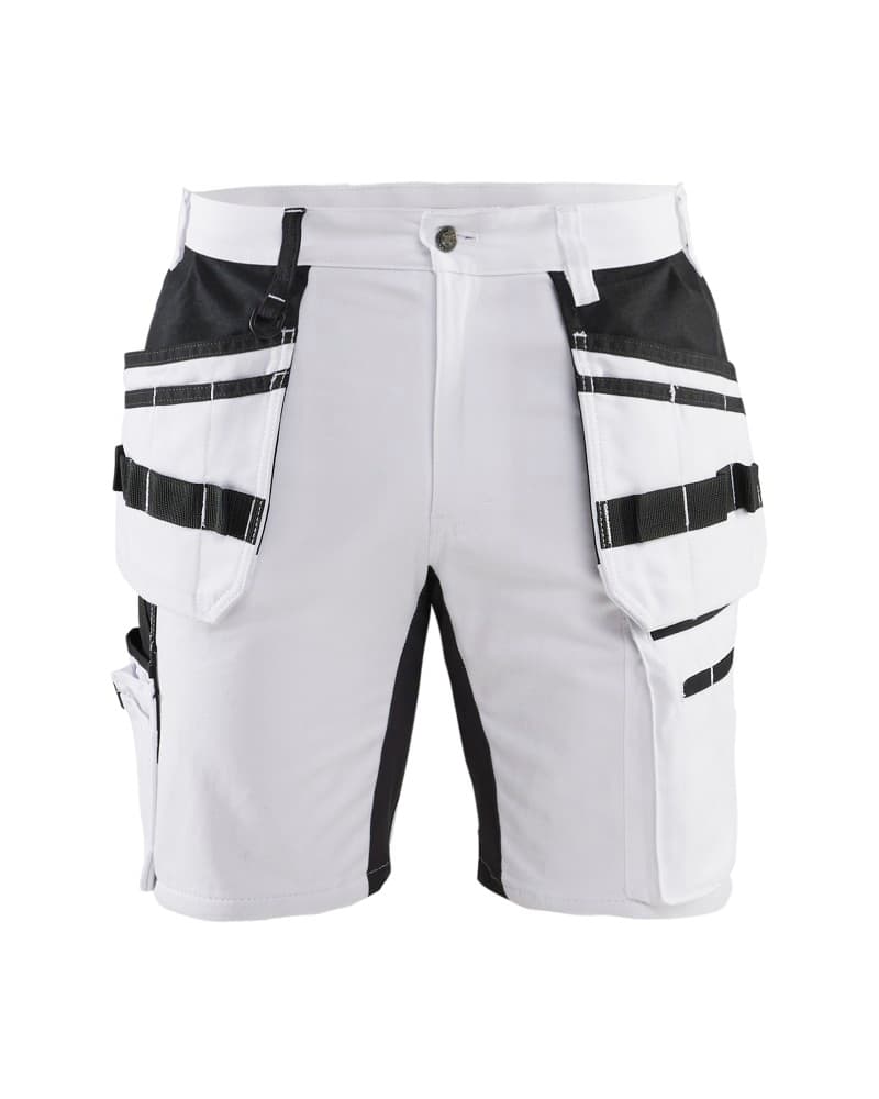 Blåkläder Schildersshort met stretch en gereedschapszakken - Wit/zwart (1099)