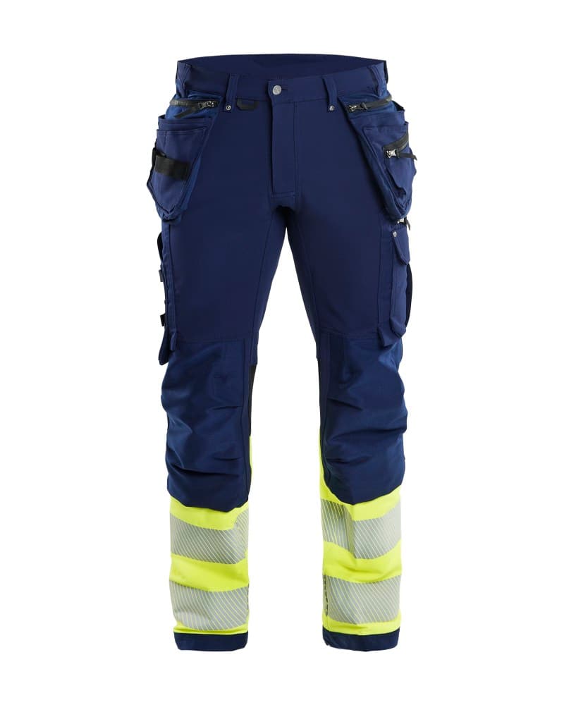 Blåkläder High Vis werkbroek 4-weg-stretch met gereedschapszakken - Marine/High Vis Geel (8933)