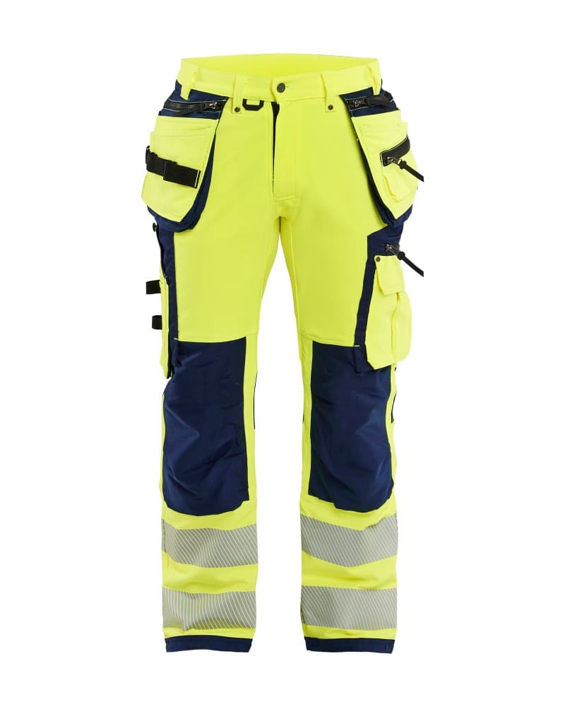 Blåkläder High Vis werkbroek 4-weg stretch met gereedschapszakken - High Vis Geel/Marineblauw (3389)