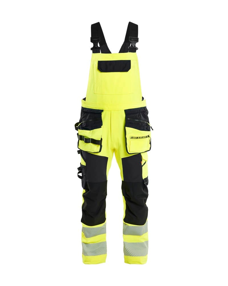 Blåkläder High Vis Bretelbroek 4-weg stretch met afneembare gereedschapszakken - High Vis Geel/Marineblauw (3389)