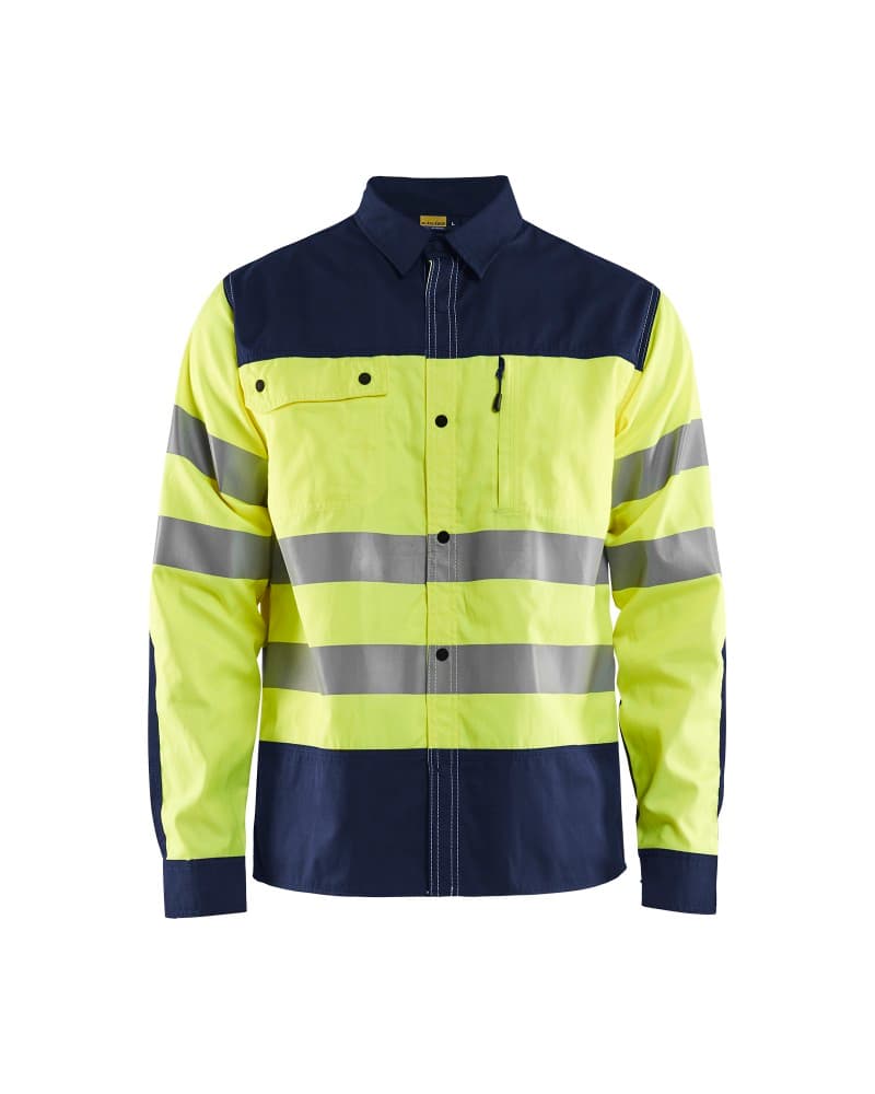 Blåkläder Overhemd High Vis - High Vis Geel/Marineblauw (3389)