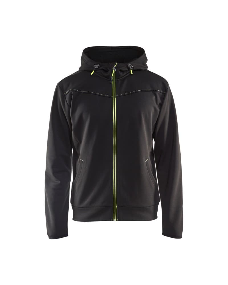 Blåkläder Hooded sweatshirt met rits - Zwart/High Vis Geel (9933)