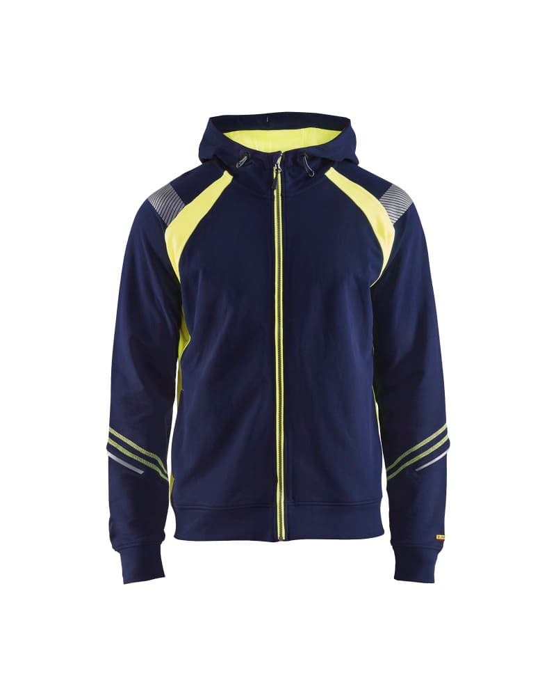 Blåkläder Hooded sweatshirt met rits Visible - Marine/High Vis Geel (8933)
