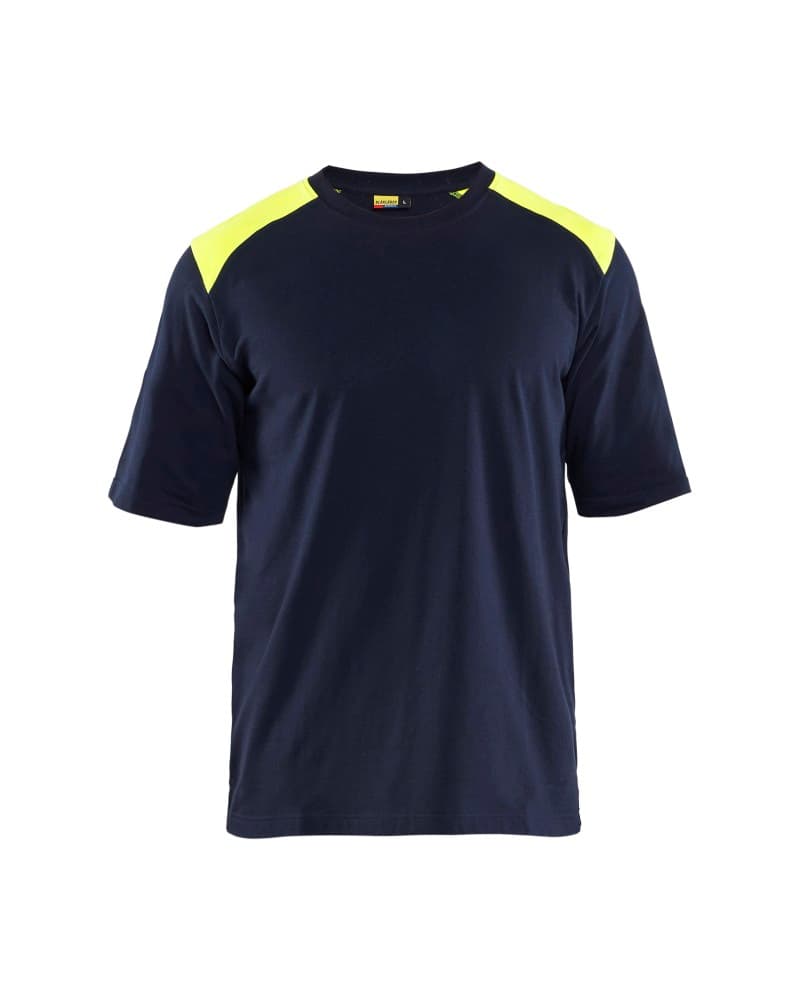 Blåkläder Vlamvertragend T-shirt - Marine/High Vis Geel (8933)
