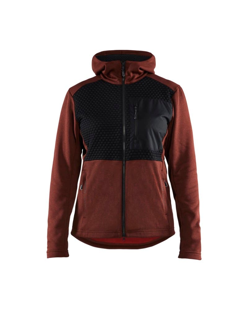 Blåkläder Dames Hooded sweatshirt met rits - Gebrand rood/Zwart (5999)