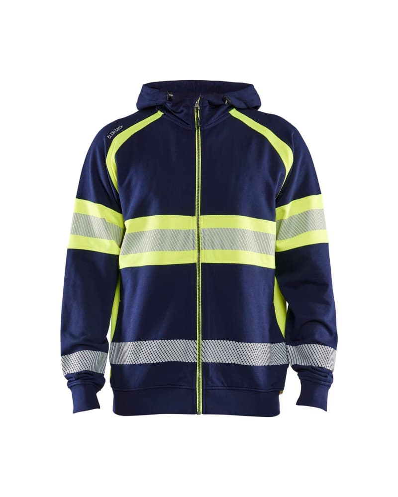 Blåkläder Hooded sweatshirt met rits High Vis - Marine/High Vis Geel (8933)