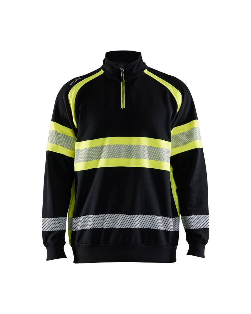 Blåkläder Sweatshirt met halve rits High Vis - Zwart/High Vis Geel (9933)