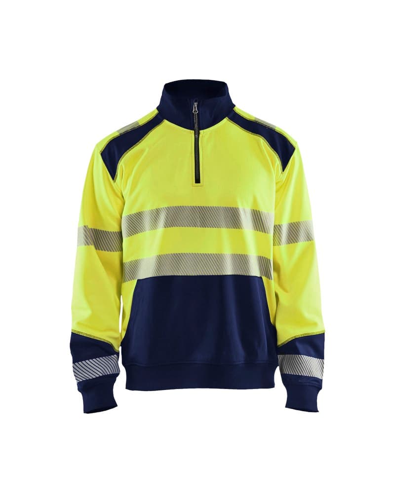 Blåkläder Sweatshirt met halve rits High Vis - High Vis Geel/Marineblauw (3389)