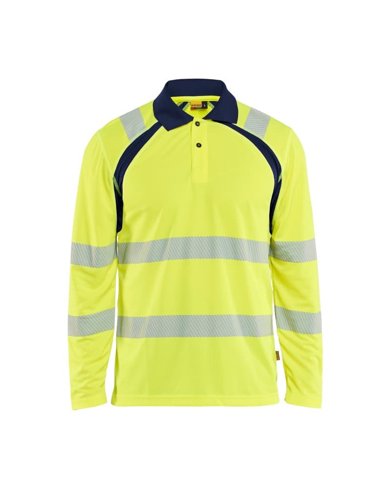 Blåkläder UV-Poloshirt lange mouwen High Vis - High Vis Geel/Marineblauw (3389)