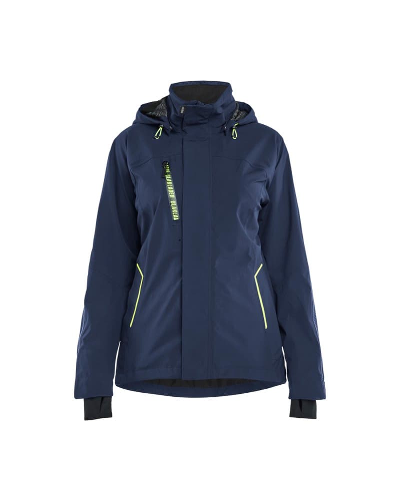 Blåkläder Dames Shell Jack Stretch - Donker marineblauw/High Vis Geel (8633)