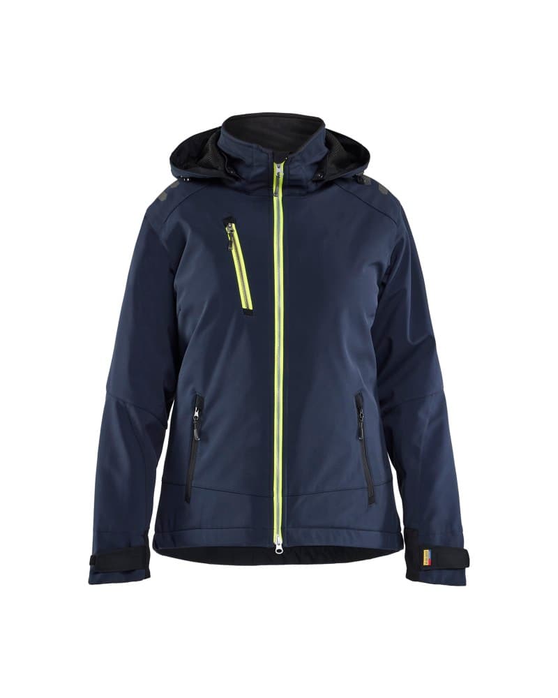 Blåkläder Dames Lichtgewicht softshell jack gevoerd - Donker marineblauw/High Vis Geel (8633)