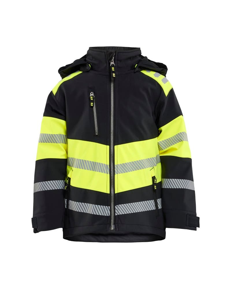 Blåkläder Kids Softshell jack - Zwart/High Vis Geel (9933)