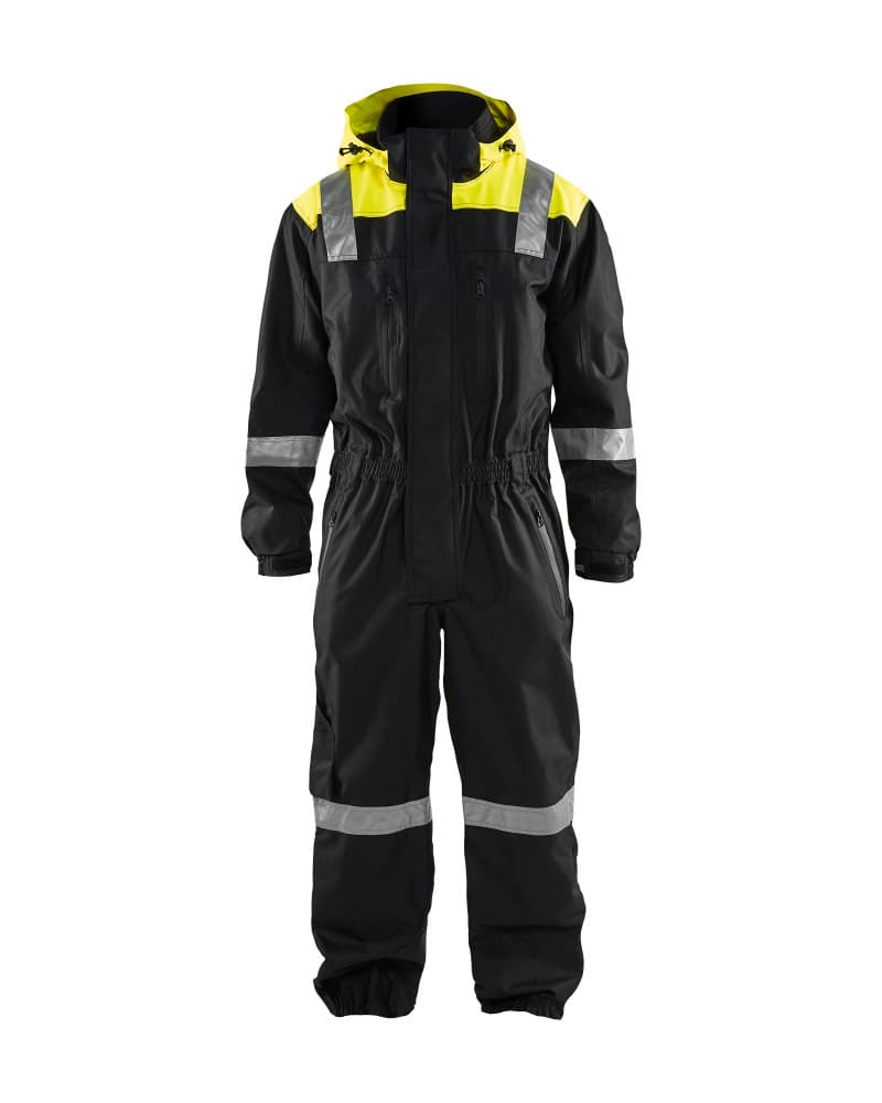 Blåkläder Shell overall afneembare capuchon - Zwart/High Vis Geel (9933)