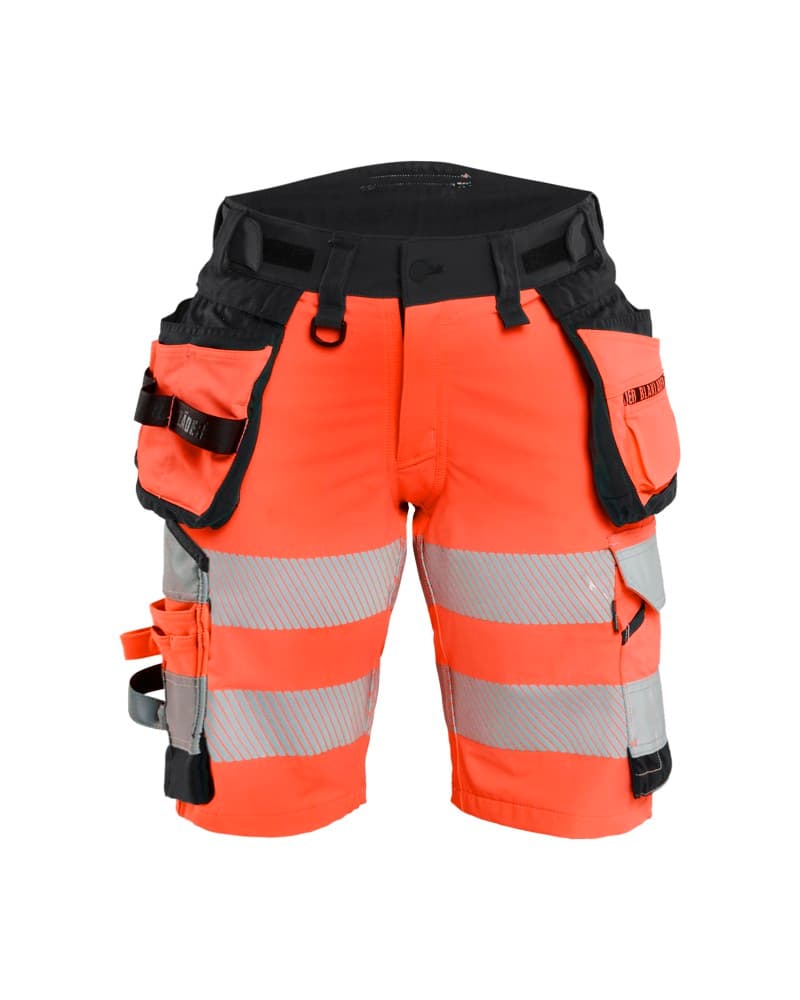 Blåkläder Dames High Vis short 4-weg stretch met afneembare gereedschapzakken - High Vis Geel/Marineblauw (3389)