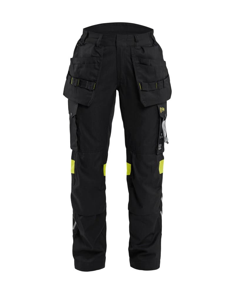Blåkläder Dames Multinorm werkbroek inherent met gereedschapszakken - Zwart/High Vis Geel (9933)