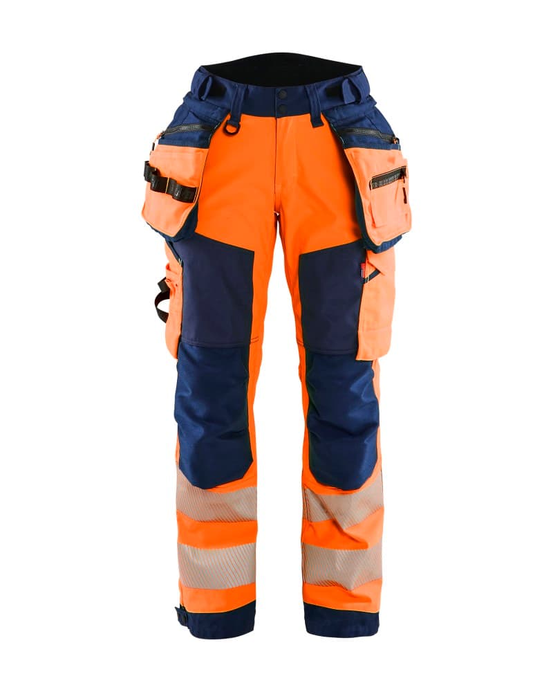 Blåkläder Dames High Vis werkbroek softshell met afneembare gereedschapszakken - High Vis Geel/Zwart (3399)
