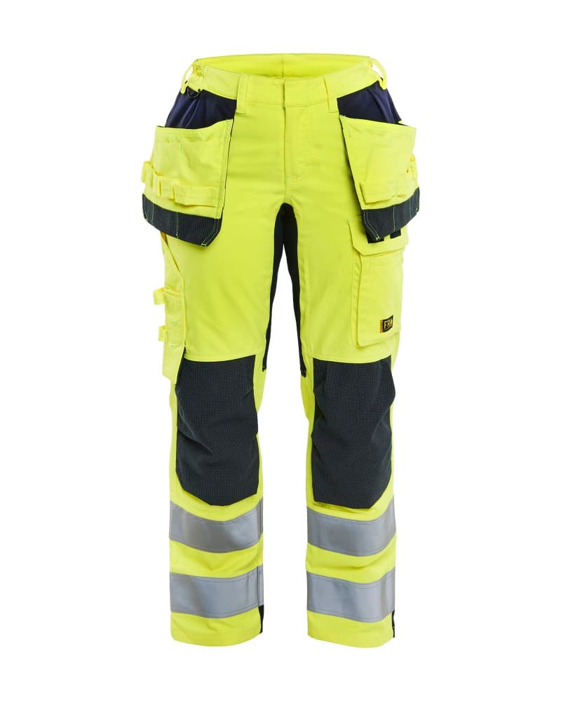 Blåkläder Dames Multinorm werkbroek met stretch en gereedschapszakken inherent - High Vis Geel/Marineblauw (3389)