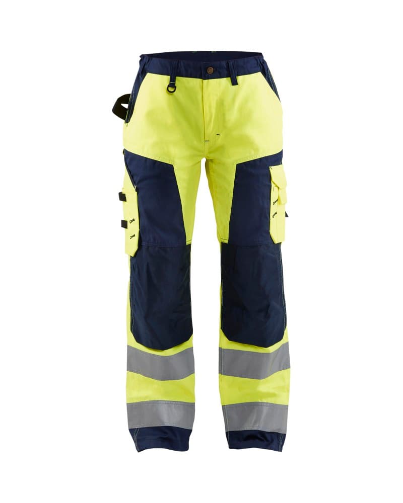 Blåkläder Dames High Vis Werkbroek - High Vis Geel/Marineblauw (3389)