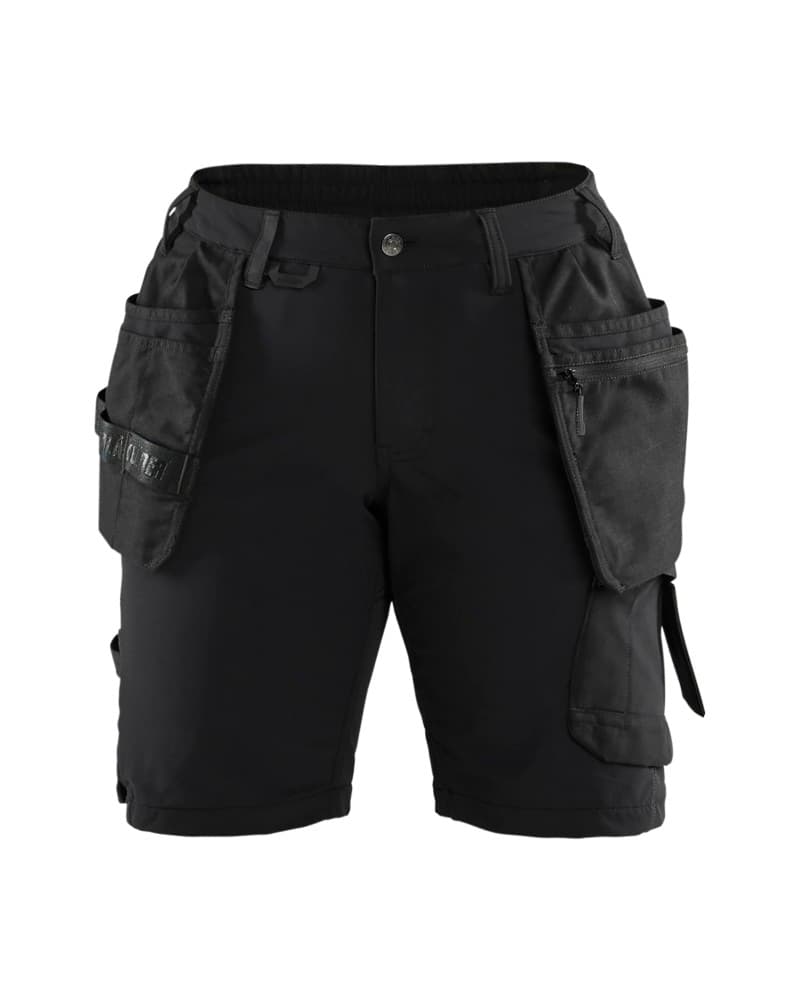 Blåkläder Dames short 4-weg Stretch met gereedschapszakken - Zwart/Donkergrijs (9998)