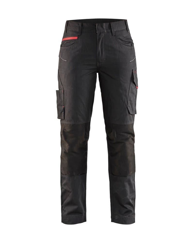 Blåkläder Dames service werkbroek stretch - Zwart/Rood (9956)