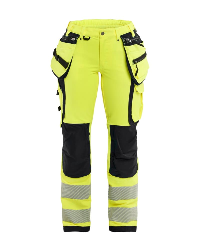 Blåkläder Dames High Vis werkbroek 4-weg stretch met gereedschapszakken - High Vis Geel/Marineblauw (3389)
