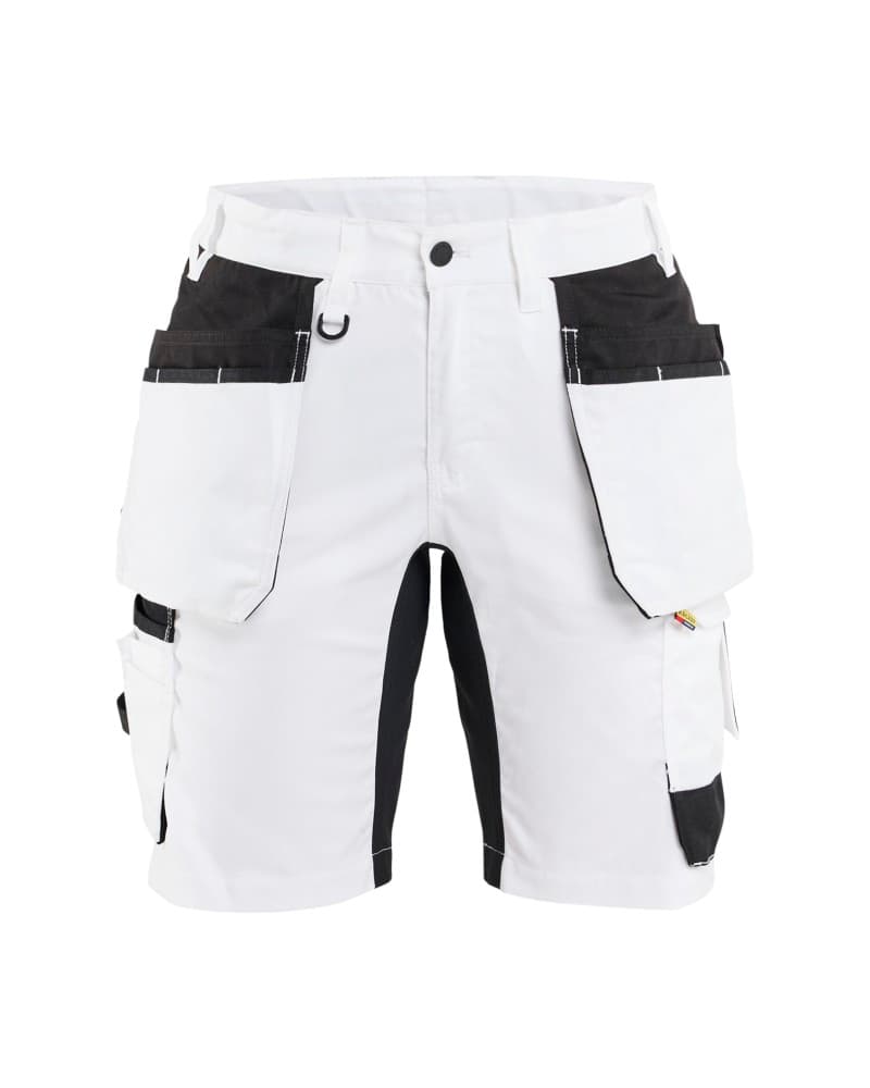 Blåkläder Dames schildersshort met stretch en gereedschapszakken - Wit/zwart (1099)