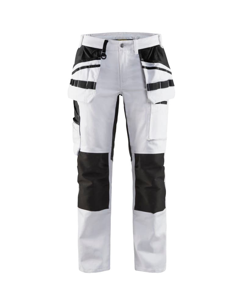 Blåkläder Dames Schildersbroek met stretch en gereedschapszakken - Wit/zwart (1099)